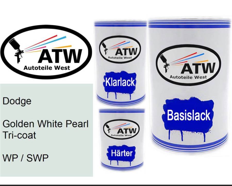Dodge, Golden White Pearl Tricoat, WP / SWP: 500ml Lackdose + 500ml Klarlack + 250ml Härter - Set, von ATW Autoteile West.